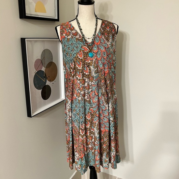 Anne Klein abstract printed sleeveless dress SZ 10 - Picture 1 of 4